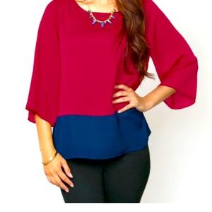 Magenta & Navy Blue Block Top